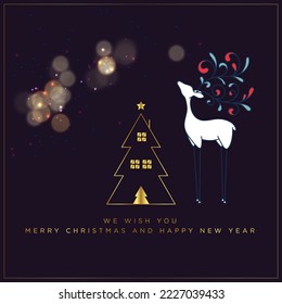 Merry Christmas and Happy New Year design with real estate buildingvector elements.