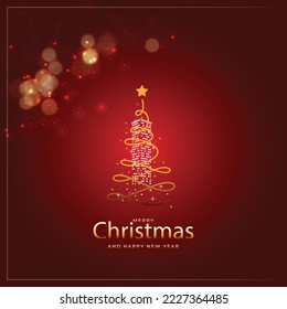 Merry Christmas and Happy New Year design with real estate building vector elements.