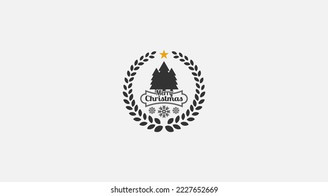 Merry Christmas and Happy New Year stamp, sticker Logo Design