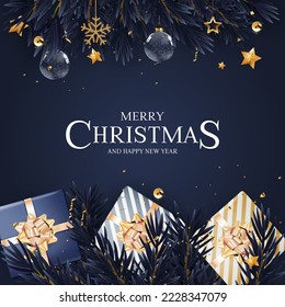 Merry Christmas and Happy New Year Greeting Card