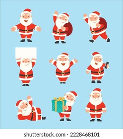 Feliz navidad y feliz año nuevo con santa claus, santa, personaje e imagen vectorial libre