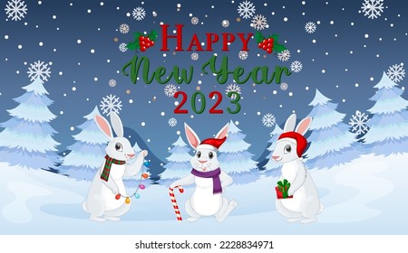 Merry Christmas And Happy New Year 2023 illustration