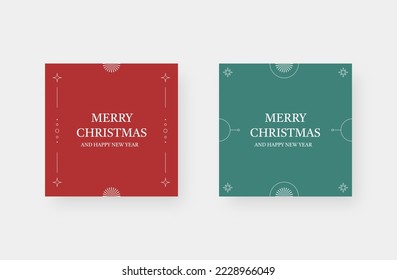 Merry Christmas and happy new year post. Trendy editable social media post template. Vector illustration.