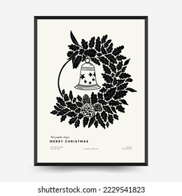Merry Christmas and Happy New Year backgrounds, greeting cards, posters, holiday covers. Xmas festive templates