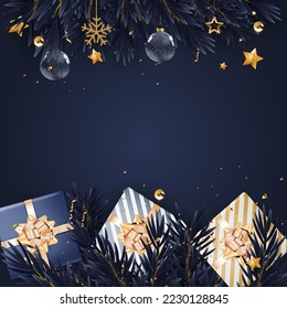 Merry Christmas and Happy New Year Greeting Card