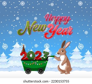 Merry Christmas And Happy New Year 2023 illustration