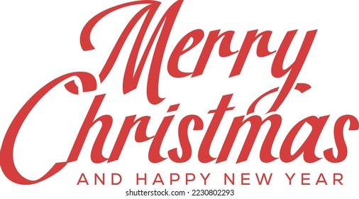 Merry Christmas And Happy New Year text vector Calligraphic Lettering design template. Creative typography for Holiday Greeting Gift Poster or Banner. Logo Calligraphy Font style for Social Media. 