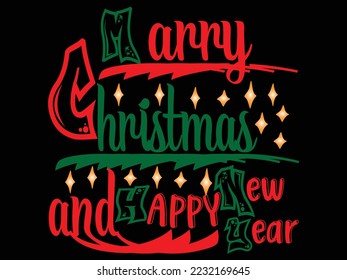 Merry Christmas And Happy New Year Graffiti T-shirt Design.