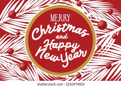 Merry Christmas and happy new year banner red theme