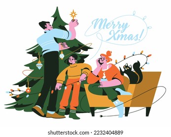 Merry Christmas Happy New Year Christmas Celebration Postcard Website Banner Website Hero image illustrations 2022