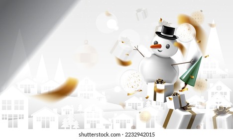 Merry Christmas and happy new year banner with decoration for christmas festival.