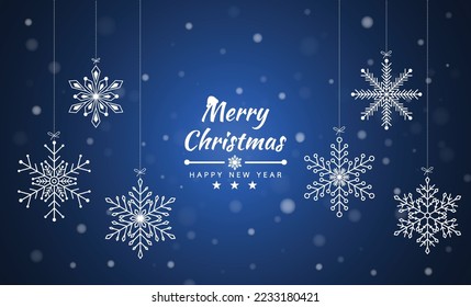 Merry Christmas and Happy New Year background with Snowflakes for Christmas tree made. Vector illustration