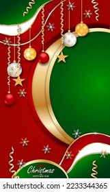 Merry Christmas and Happy new year gold and black collors place for text with christmas balls of vector illustration.