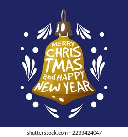 Merry Christmas and Happy New Year, greeting card.