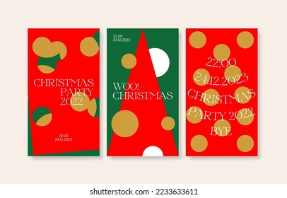 Merry Christmas and Happy New Year greeting cards set. Vector illustration concepts for background, greeting card, party invitation card, website banner, social media banner, marketing material.