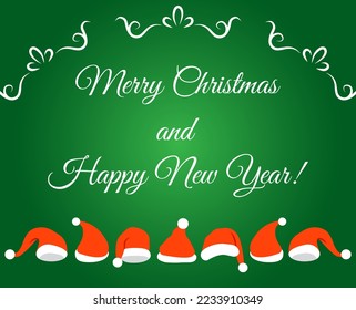 Merry Christmas and Happy New Year celebration card template. Colorful winter holiday banner.