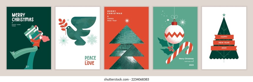 Merry Christmas and Happy New Year greeting cards. Vector illustration concepts for background, greeting card, party invitation card, website banner, social media banner, marketing material.