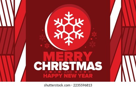 Merry Christmas and Happy New Year. Magic holiday poster with snowflake. Winter celebration event. Christmas party. Congratulation card. Festive design template. Vector illustration