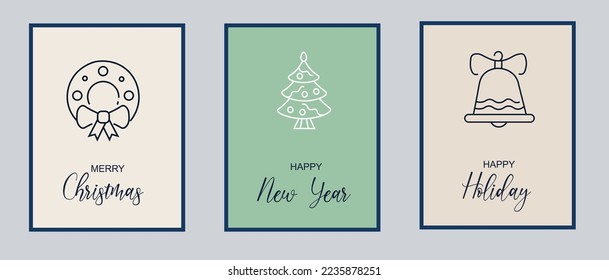 MERRY CHRISTMAS HAPPY NEW YEAR AND HAPPY HOLIDAY POSTCARD DESIGN