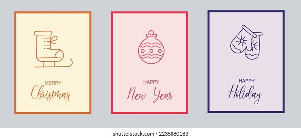 MERRY CHRISTMAS HAPPY NEW YEAR AND HAPPY HOLIDAY CARD DESIGN