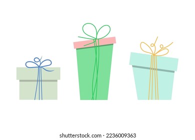 Merry christmas and Happy New Year. Green and Blue Gifts boxes. Vector illustration