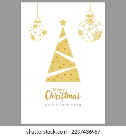 Merry Christmas and Happy New Year. Template for greetings, banners, posters, postcards and holiday invitations. A design idea with festive balloons, snow and snowflakes