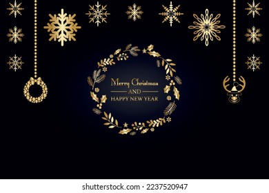 Merry Christmas and Happy New Year luxury design. Abstract art wallpaper, headers, posters, cards, website, Vector Illustration.