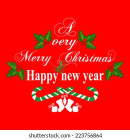 Merry Christmas and Happy New Year Card. Colorful design. Vector illustration.