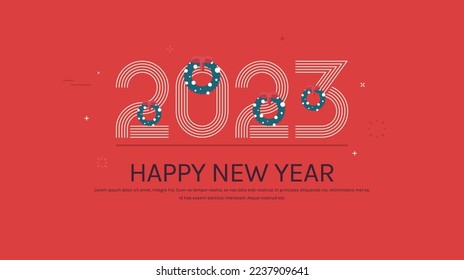 Merry christmas and happy new year holidays celebration concept copy space horizontal flat vector illustration.