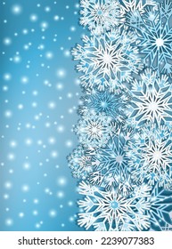 Merry Christmas Happy New year vertical banner with snowflakes, vector illustration