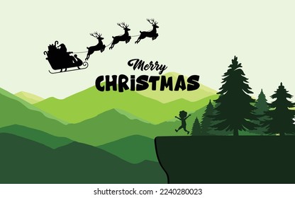 Merry Christmas and Happy New Year, green background