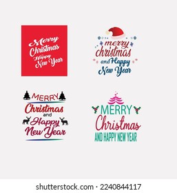 
Merry Christmas  Happy New Year Greetings Bundle 02-Typography T-Shirt Design, EPS File format, size 3000x3000 pixel, Editable file, Printable graphic, 300 DPI (PPI), White background.