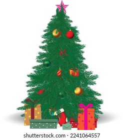 Merry Christmas and happy new year tree vector