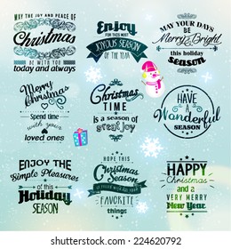 Merry Christmas and Happy New Year Season Greetings Quote Vector Design