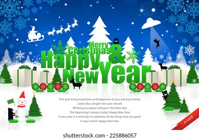 Merry christmas and happy new year card