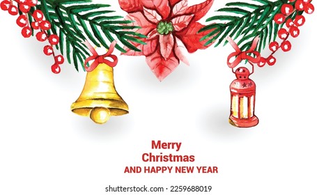 Merry Christmas and happy new year background with watercolor elements.