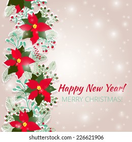 Merry Christmas and Happy New Year Card. Christmas background