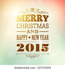 merry christmas and happy new year 2015 vector background