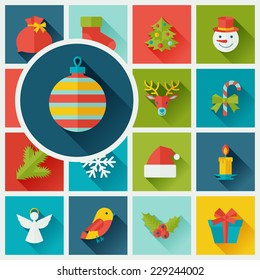 Merry Christmas and Happy New Year invitation card.
