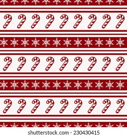 Merry Christmas and Happy New Year! Striped background with candy cane and snowflakes. Seamless pattern. Vector illustration.