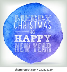 Merry Christmas and Happy New Year watercolor card