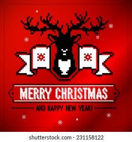merry christmas and happy new year banner with reindeer