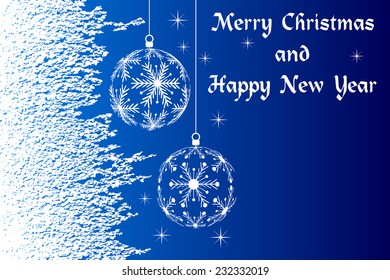 merry christmas and happy new year with blue-white background