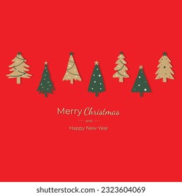 Merry Christmas And Happy New Year Card Vector Design.