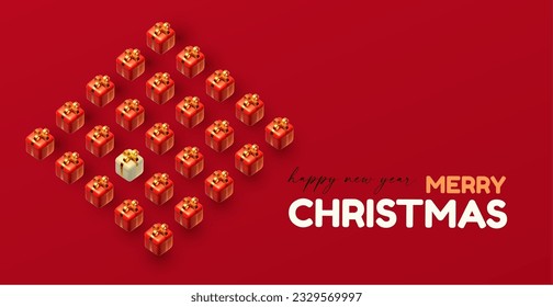 Merry Christmas and Happy New Year design template with gift box. Happy holidays. Special season offer