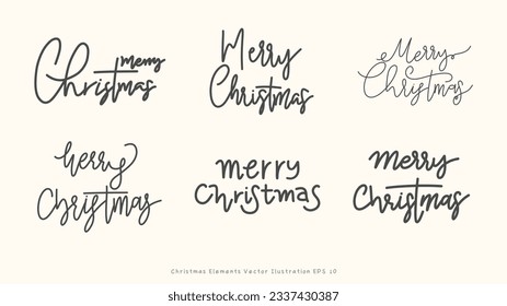 Merry Christmas and happy new year handwriting set on background ,Element in Christmas holiday , illustration Vector