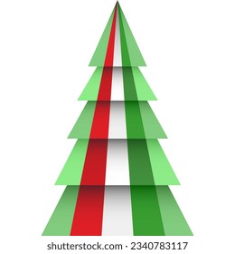 Merry Christmas and Happy New Year. Christmas tree. Hungary vector flag in geometric polygonal style.
Vector illustration.