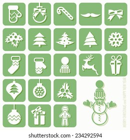 Merry Christmas and Happy New Year Icons Set. Vector illustration. Eps 10