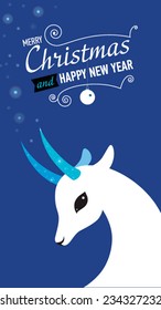 Merry Christmas and Happy new year card for 2015 year of Goat and Sheep