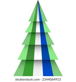 Merry Christmas and Happy New Year. Christmas tree - origami. Sierra Leone vector flag in geometric polygonal style.
Vector illustration.